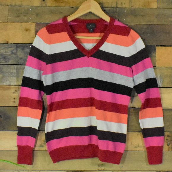Worthington Sweaters - Worthington V-Neck Striped Sweater